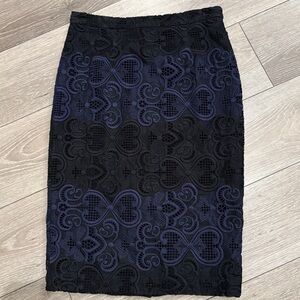 A.L.C. Black and Blue Lace Embroidery Pencil Skirt Size 6